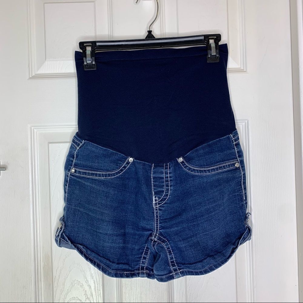 Bella Vida Full Panel Denim Maternity Shorts